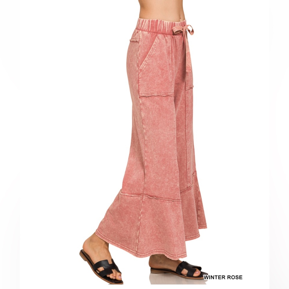 Wide-Leg Drawstring Pants in Winter Rose - Picture 2 of 2
